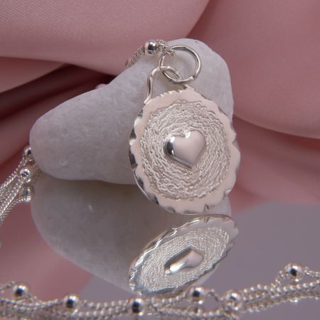 Herzanhänger mit Anker/Kugelkette